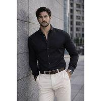 Likralı Regular Fit Nefes Alabilir Klasik Erkek Oxford Gömlek - Siyah
