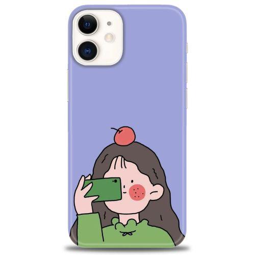 iPhone 12 Kılıf HD Baskılı Kılıf - Yeşil Kız + Tam Ekran Koruyucu