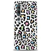 Xiaomi Mi Note 10 Pro Kılıf HD Baskılı Kılıf - Renkli Leopar + Tam Ekran Koruyucu