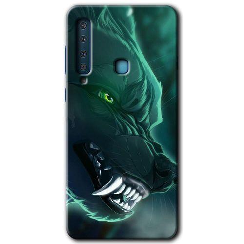 Galaxy A9 2018 Kılıf HD Desen Baskılı Arka Kapak - Yeşil Kurt + Kırılmaz Cam