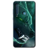 Galaxy A9 2018 Kılıf HD Desen Baskılı Arka Kapak - Yeşil Kurt + Kırılmaz Cam