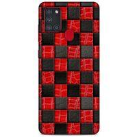 Samsung Galaxy A21s Kılıf Patchwork (47) Crystal Flex Kılıf Siyah Kırmızı