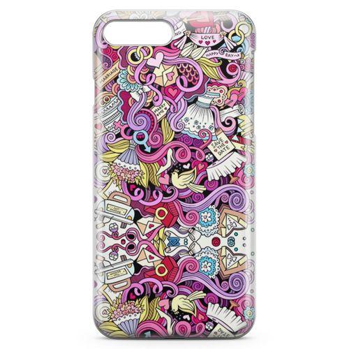 Apple iPhone 8 Plus Kılıf Sevgili Doodle Arka Kapak Koruma Desenli Full Koruyucu
