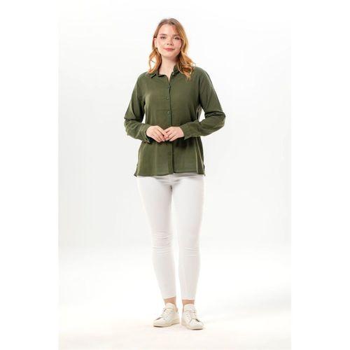 Uzun Kol Vual Avşar Yazlık Gömlek Haki Hk