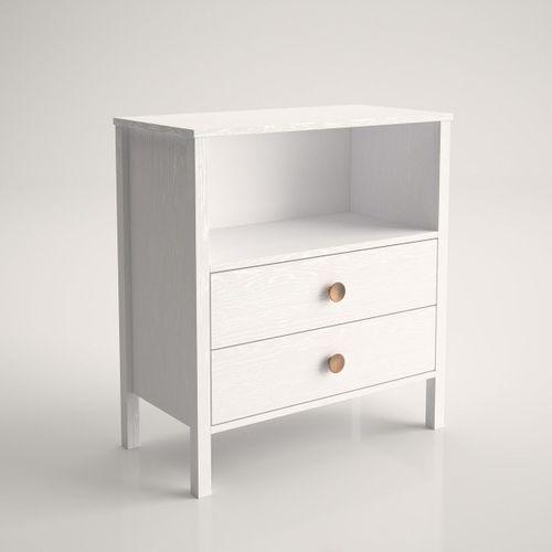 Venezia Baby 2 Çekmeceli Geniş Bölmeli Ahşap Ayaklı Şifonyer - Minifiks - Wood Beyaz