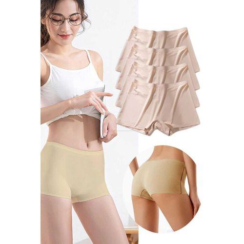 4 Adet Kadın Dikişsiz Görünmez İz Yapmaz Mini Şort Boxer Ten