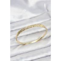 Pirinç Gold Renk Zirkon Taşlı Model Kadın Kelepçe Bileklik