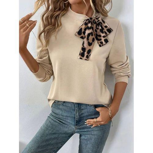 Kadın Uzun Kollu Yakadan Bağlamalı Viskon Iki Iplik Bluz