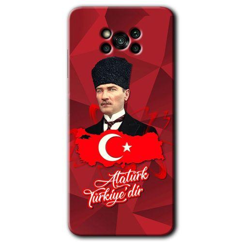 Poco x3 Pro Kılıf HD Desen Baskılı Arka Kapak + Temperli Cam - Atatürkiye