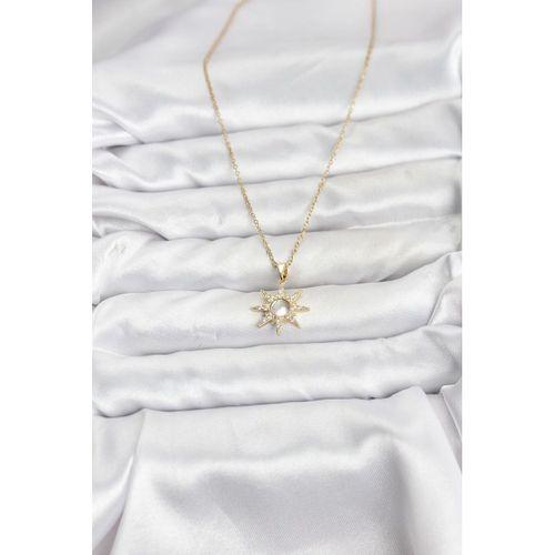 316L Çelik Zincir Gold Renk Kutup Yıldızı Model Zirkon Taşlı Kadın Kolye