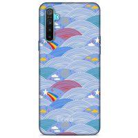 Oppo Realme 6i Kılıf Pastel Renkler (2) Kabı Mor Beyaz