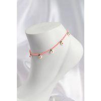 Pembe Renk Boncuklu Papatya Motifli Halhal