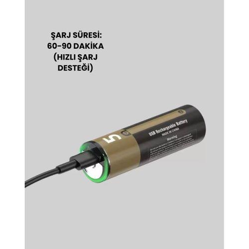 Tekrar Şarj Edilebilir Aa Usb Type-c Pil | 1000+ Döngü | 1.5v Sabit Voltaj