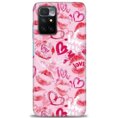 Xiaomi Redmi 10 Kılıf HD Baskılı Kılıf - Pembe Love + Tam Ekran Koruyucu