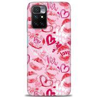 Xiaomi Redmi 10 Kılıf HD Baskılı Kılıf - Pembe Love + Tam Ekran Koruyucu