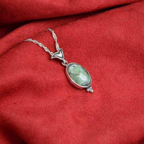 Göktaşı Gümüş Çerçeve Kadın Zümrüt Kolye