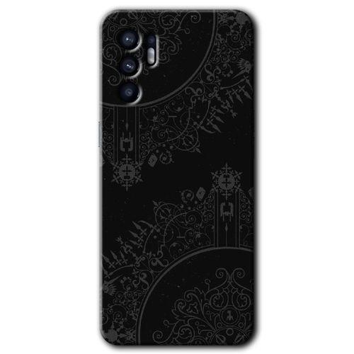 MRCİLETİSİM Oppo Reno 6 Kılıf HD Desen Baskılı Arka Kapak + Temperli Cam - Siyah Mandala