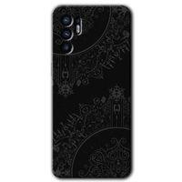 MRCİLETİSİM Oppo Reno 6 Kılıf HD Desen Baskılı Arka Kapak + Temperli Cam - Siyah Mandala