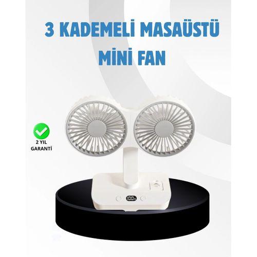 Sessiz Çalışan Usb Şarjlı Çift Kafalı Masaüstü Fan – Ev Ve Ofis İçin