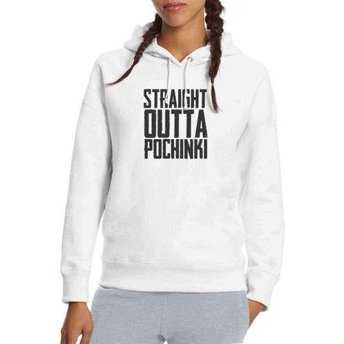 Pubg Straıght Outta Pochınkı Baskılı Beyaz Kadın Kapşonlu Sweatshirt