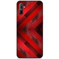 Oppo Realme C3 Kılıf Patchwork (28) Arka Kapak Kırmızı Siyah