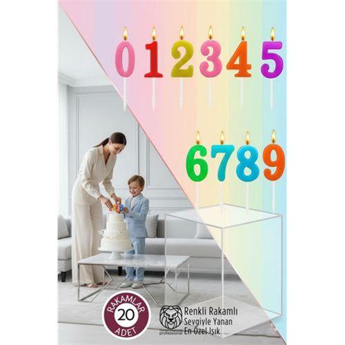 Renkli Rakamlı Doğum Günü Pastası Mum Seti - 20 Adet Premium Tasarım Mum