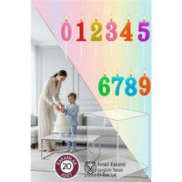 Renkli Rakamlı Doğum Günü Pastası Mum Seti - 20 Adet Premium Tasarım Mum