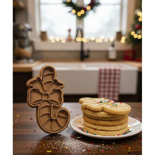 Fiyonk Detayli Noel Sekeri Baston Sekillendirici Kalip Kurabiye Hamur Kesici Seti