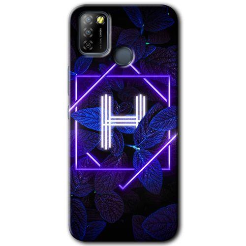 İnfinix Smart 5 Kılıf HD Desen Baskılı Arka Kapak - Dark Neon Yaprak H Harfi