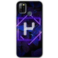 İnfinix Smart 5 Kılıf HD Desen Baskılı Arka Kapak - Dark Neon Yaprak H Harfi
