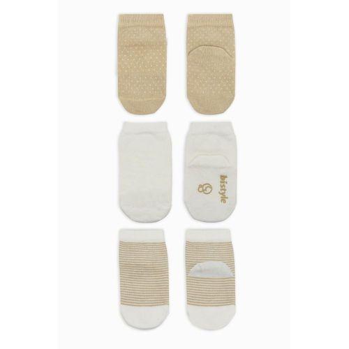 Bistyle Bistyle Puanlı Kaymaz Penye Soket Çorap 3'Lü BS10108 Bej