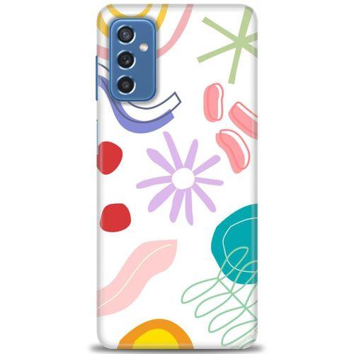 Samsung Galaxy M52 5G Kılıf HD Baskılı Kılıf - Çiçek Yıldız + Tam Ekran Koruyucu