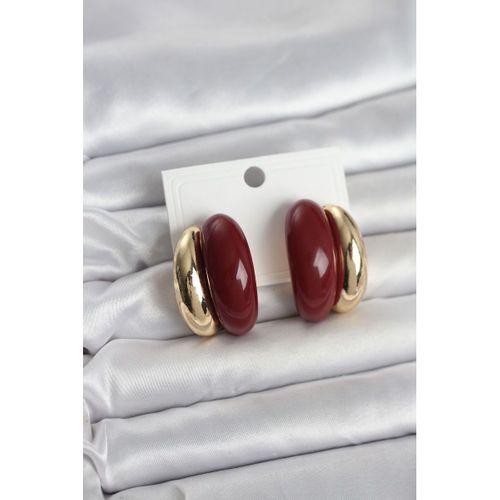 Damla Model Bordo Vintage Gold Renk Kadın Küpe - TJ-BKP11667