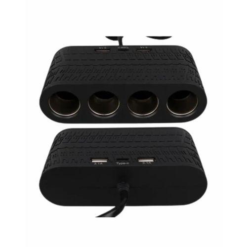 4 Çakmak Girişli Araç Çoklayıcı Type C Ve Usb Destekli Güvenli Güç Dağıtıcı