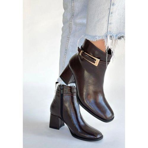 Rivav Acı Kahve Rugan Topuklu Bot