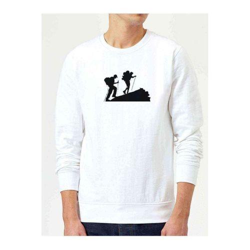 Silhouette Hiking Baskılı Beyaz Erkek Sweatshirt