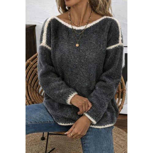 Kadın Uzun Kollu Kayık Yaka Triko Bluz