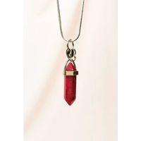 Yakut Doğal Taşı Zincirli El Yapımı Tasarımlı Kolye Uç: 3,5 cm Zincir: 20 cm Kutulu