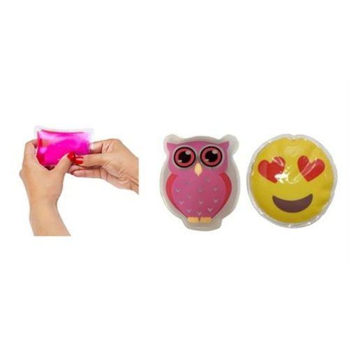Kalp Emoji Pembe Baykuş Cep Sobası,El Isıtıcı,2 Adet Sıcak Su Torbası Pvc  9Cm