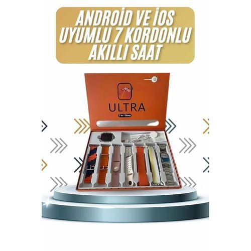 7 Kordonlu Akıllı Saat Plastik Kordon Hasır Kordon Çelik Kordon