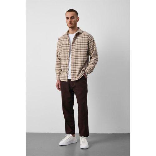 Fergus Relaxed Fit Pamuklu Blok Kareli Oduncu Erkek Gömlek - Bej