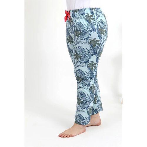 Kadın Pamuklu Büyük Beden Alt Pijama Mavi
