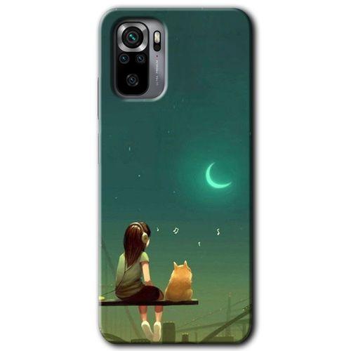 Xiaomi Redmi Note 10 HD Baskılı Kılıf + 9D Tam Ekran Koruyucu - Kedili Kız