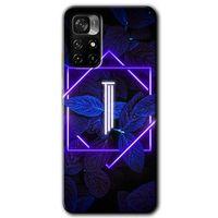 Xiaomi Poco M4 Pro 5G HD Baskılı Kılıf + 9D Tam Ekran Koruyucu - Dark Neon Yaprak I Harfi