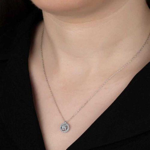 Swarovski Taşlı Lucky Life 925 Ayar Gumuss  Tektaş Bayan Kolye