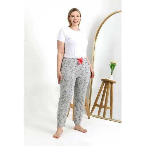 Kadın Pamuklu Büyük Beden Alt Pijama Gri