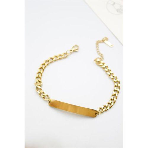 Plaka Zincir Bileklik - Altın