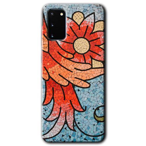 Samsung Galaxy S20 HD Baskılı Kılıf + 9D Tam Ekran Koruyucu - Mozaik Çiçek