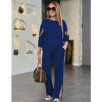 Kadın Uzun Kollu Leopar Detaylı Viskon Iki Iplik Eşofman Takımı