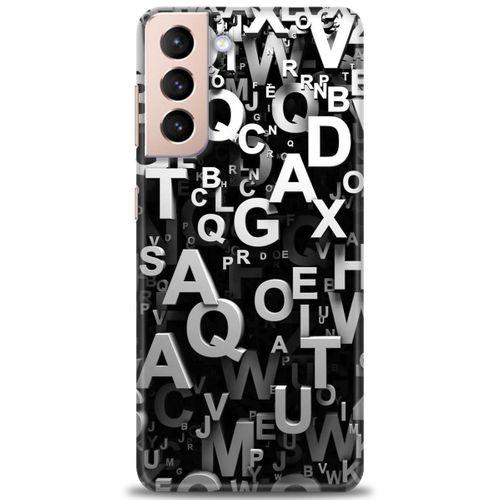 Samsung Galaxy S21 FE Kılıf HD Baskılı Kılıf - Harfler + Tam Ekran Koruyucu